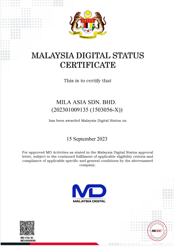 "Certificate of MD Status for MiLA Asia"